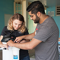 Students installing water filter in Puerto Rico