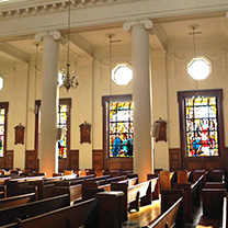 Stained glass windows in Chapel of De La Salle and His Brothers