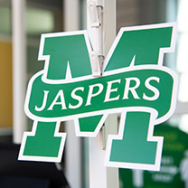 Jaspers logo at O'Malley Library entrance