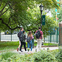 Students walking out of campus
