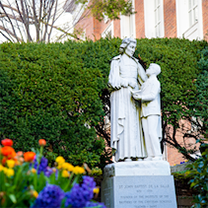De La Salle statue on campus 