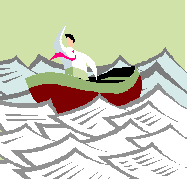 boat in sea of paper
